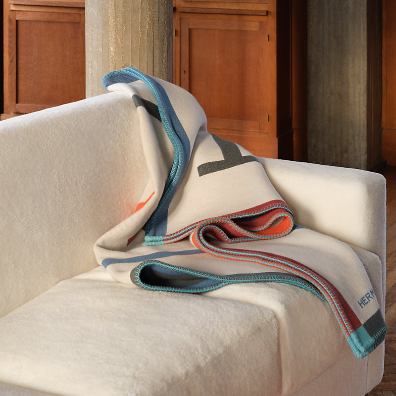 HERMES エルメス ウール×カシミア ブランケット毛布 ベビー